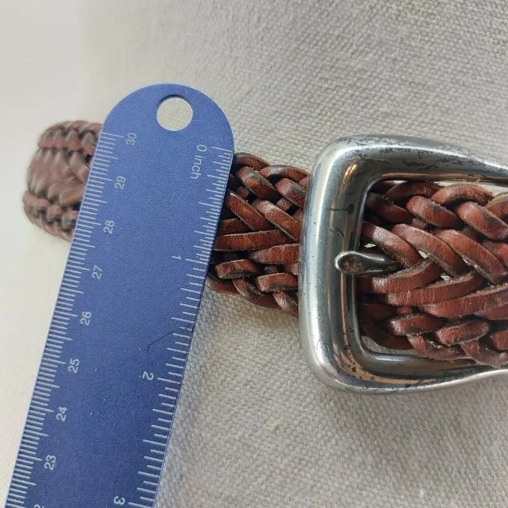 Brighton Brown Womens Leather Belt Braided Small Casual 1995